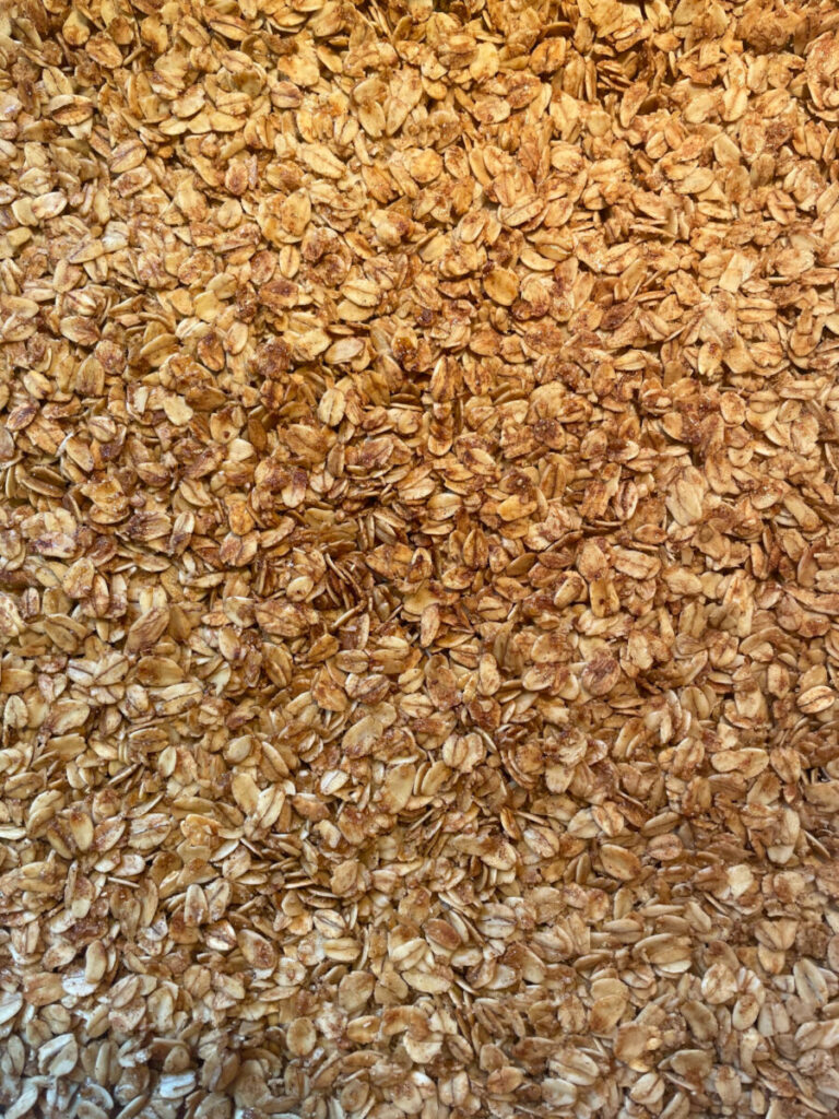 close up of air fryer granola