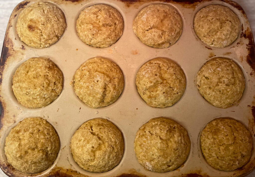 baked muffins in a stone muffin pan
