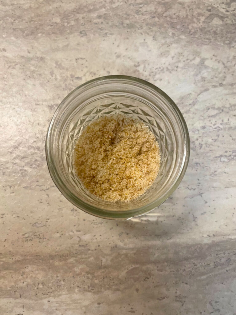glass jar of brown sugar and sugar mixture