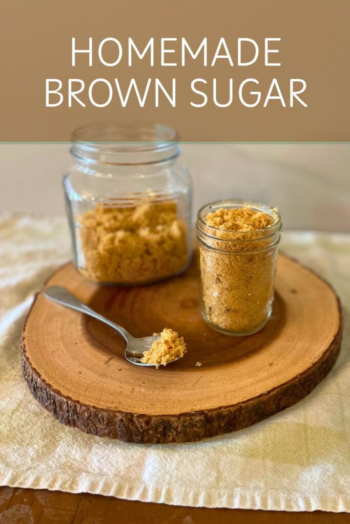 pinterest pin with brown sugar in a glass jar