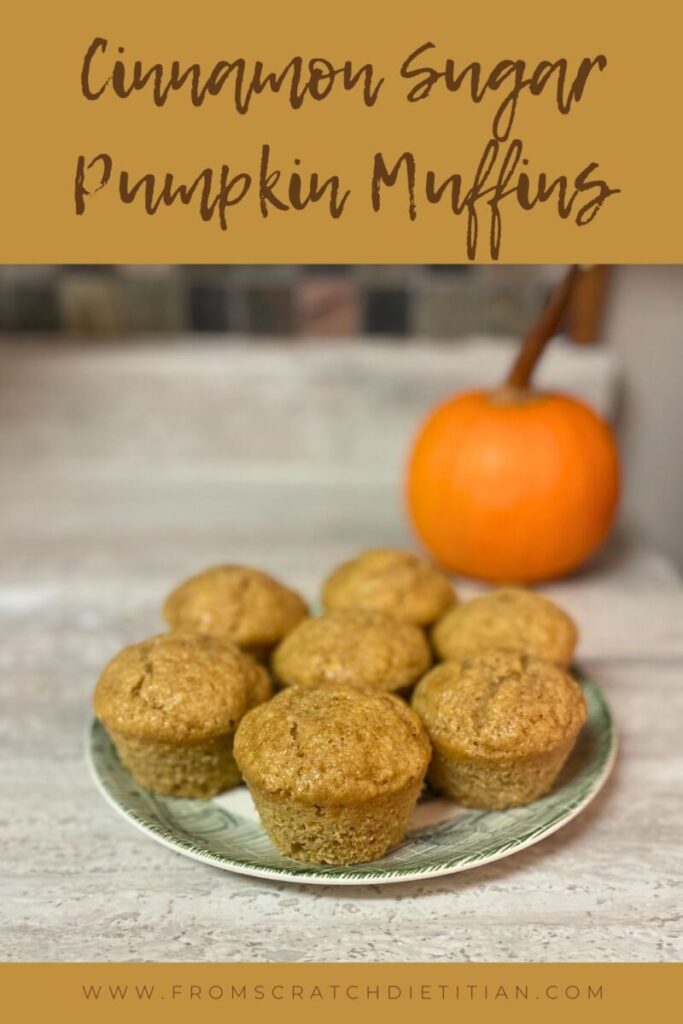pinterest pin of cinnamon sugar pumpkin muffins