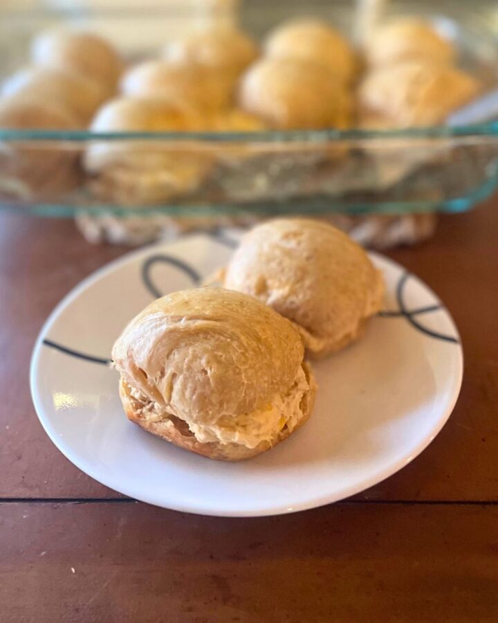2 crack chicken sliders on a plate