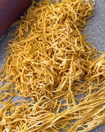 homemade pasta laid out on a table